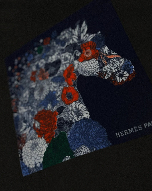 Hermes - Flower Horse Velour Print T-Shirt - Black