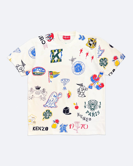 Kenzo - Drawn Varsity Textured T-Shirt - White
