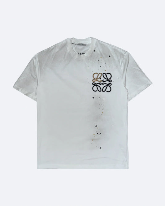 Loewe - Black/Gold Logo Embroidery T-Shirt - Dirty White