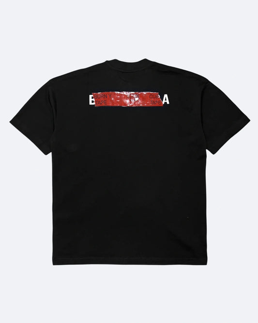 Balenciaga - Red Taped Logo T-Shirt - Black