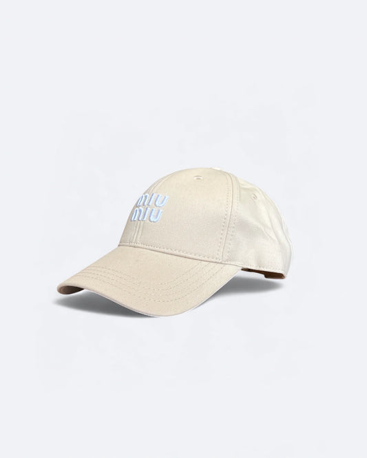 Miu Miu - White Logo Embroidery Cap - Cream