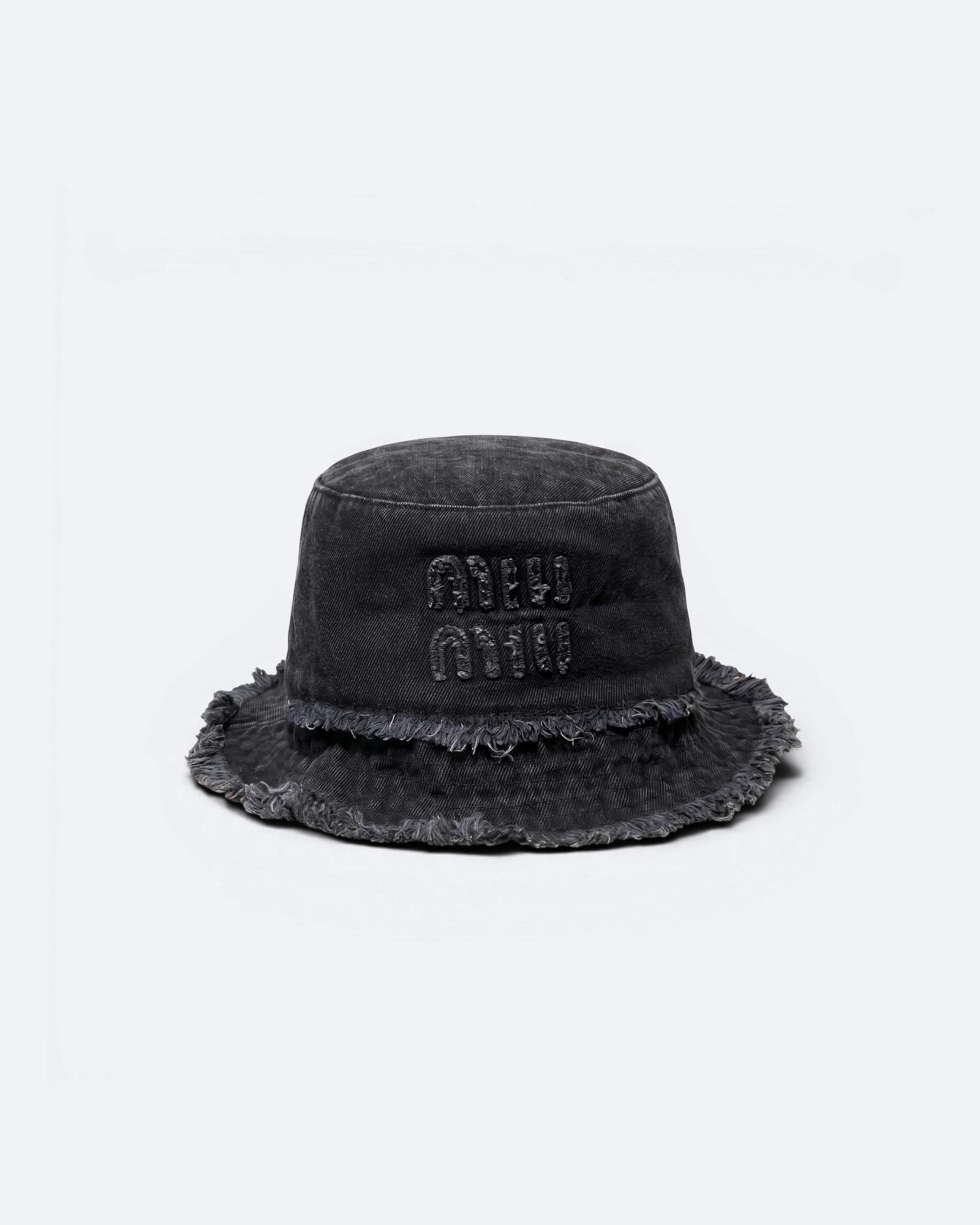 Miu Miu - Distressed Denim Bucket Hat - Black – MODIZZO