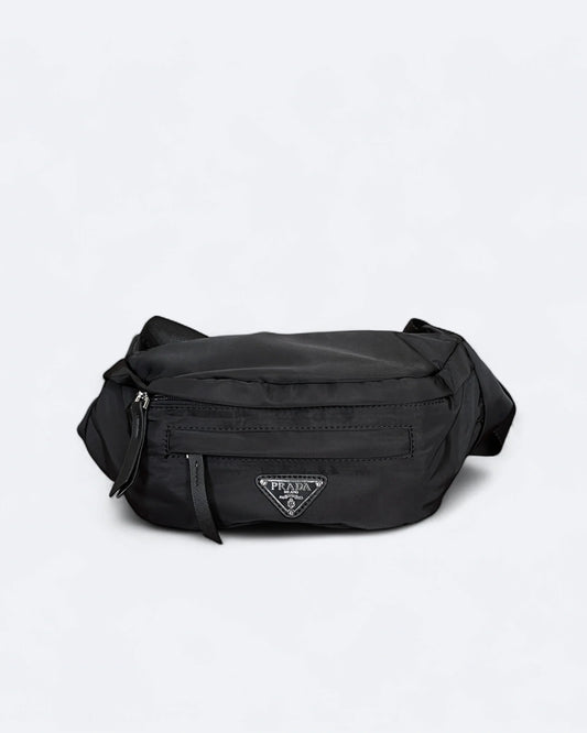 Prada - Metal Logo Crossbody Bag - Black