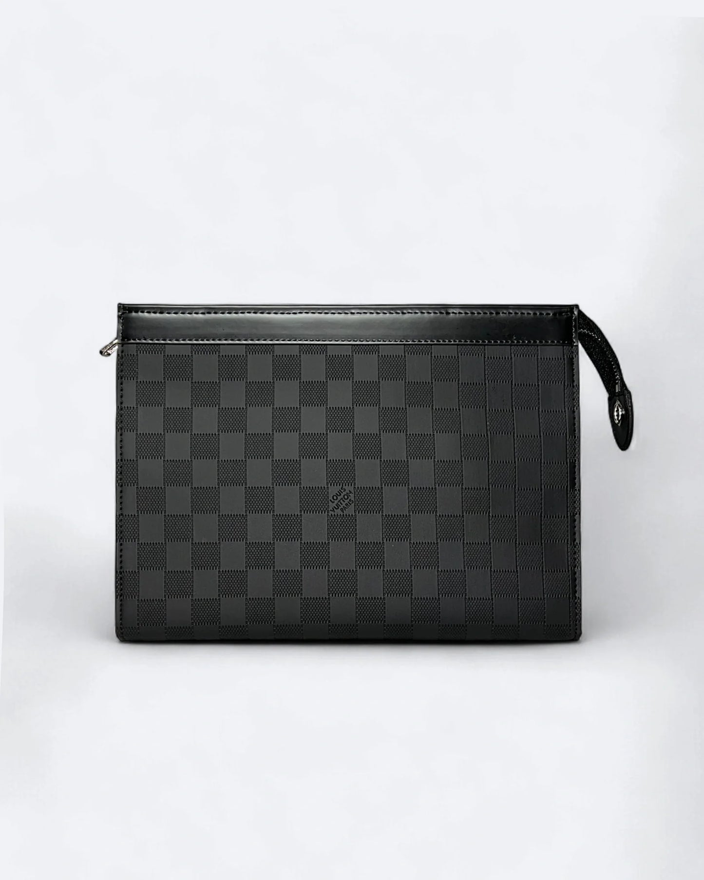 LVTN - Damier Pattern Embossed Clutch - Black