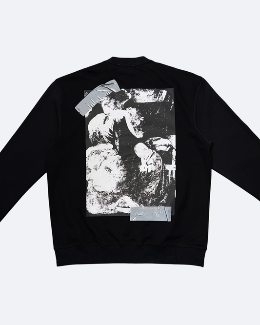 Off-White - Silver Tape Graphic Half-Zip Sweatshirt - Black