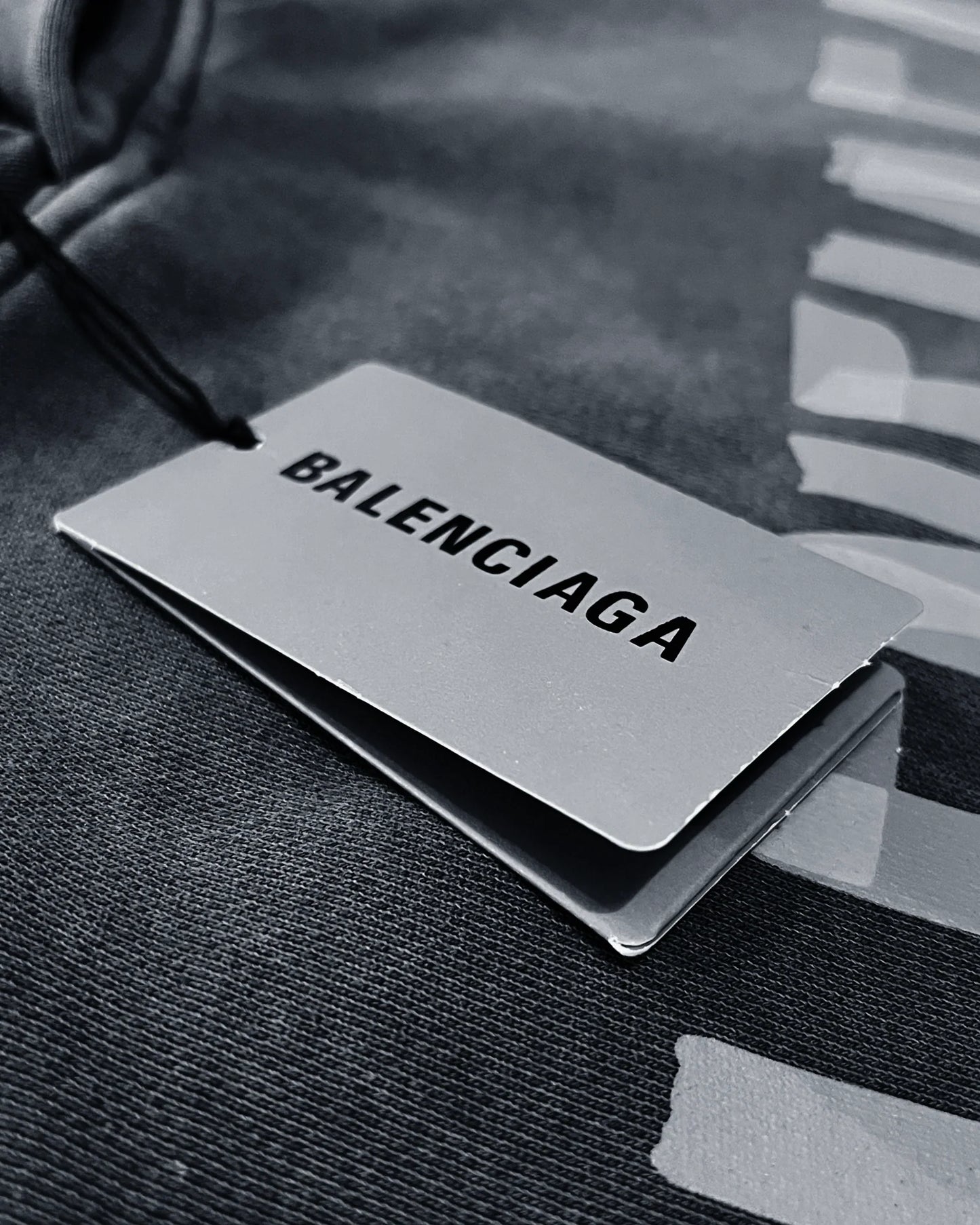 Balenciaga - Yellow Tape Distressed Hoodie - Washed Gray