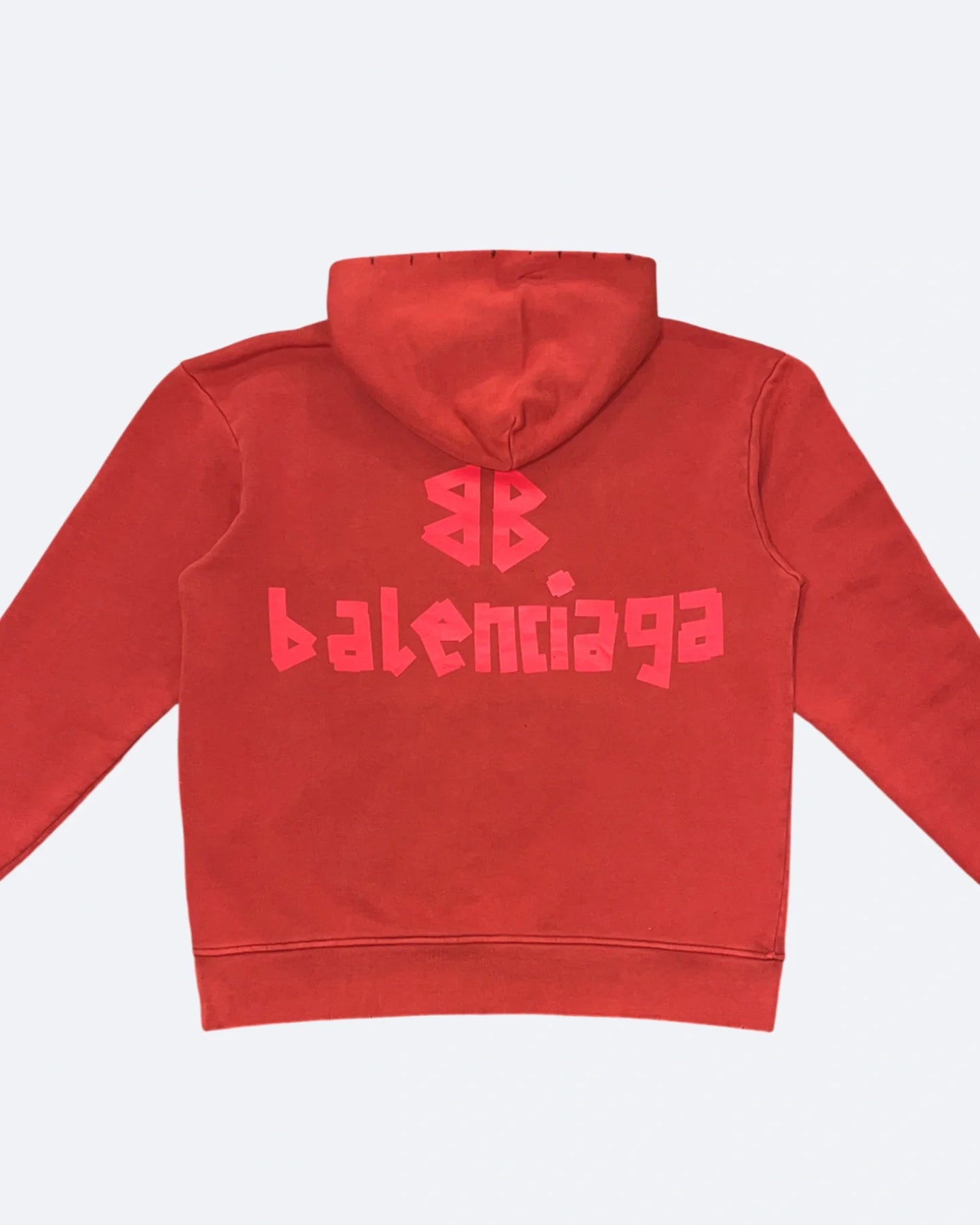 Balenciaga - Red Tape Distressed Hoodie - Washed Red