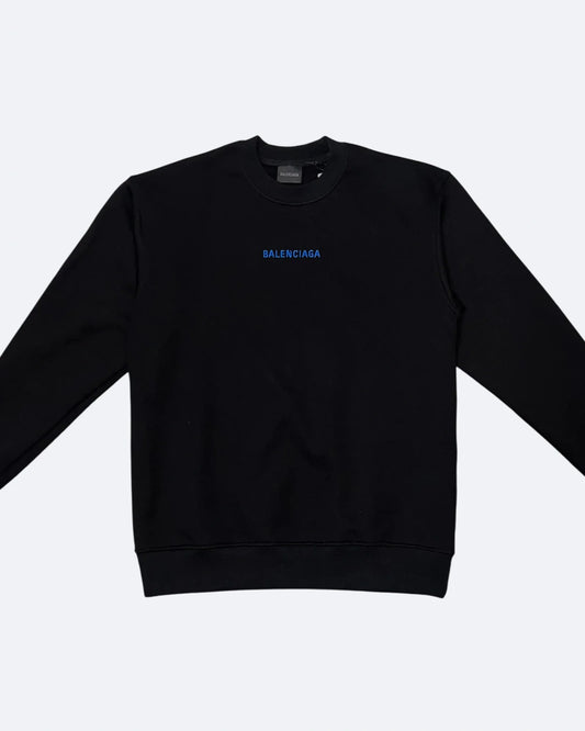 Balenciaga - Blue Logo Embroidery Sweatshirt - Black