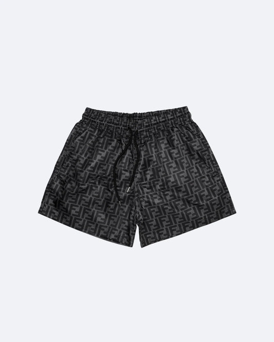 Fendi - FF Monogram Pattern Swim Shorts - Black