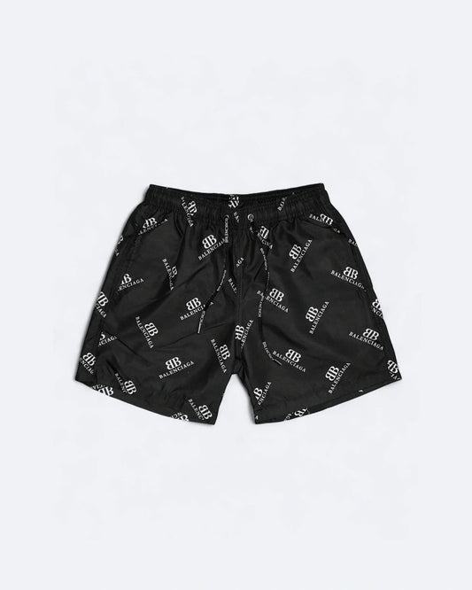 Balenciaga - BB Logo Print Swim Shorts - Black