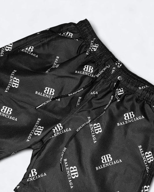 Balenciaga - BB Logo Print Swim Shorts - Black