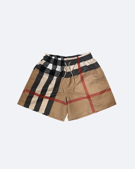 Burberry - Check Pattern Swim Shorts - Beige