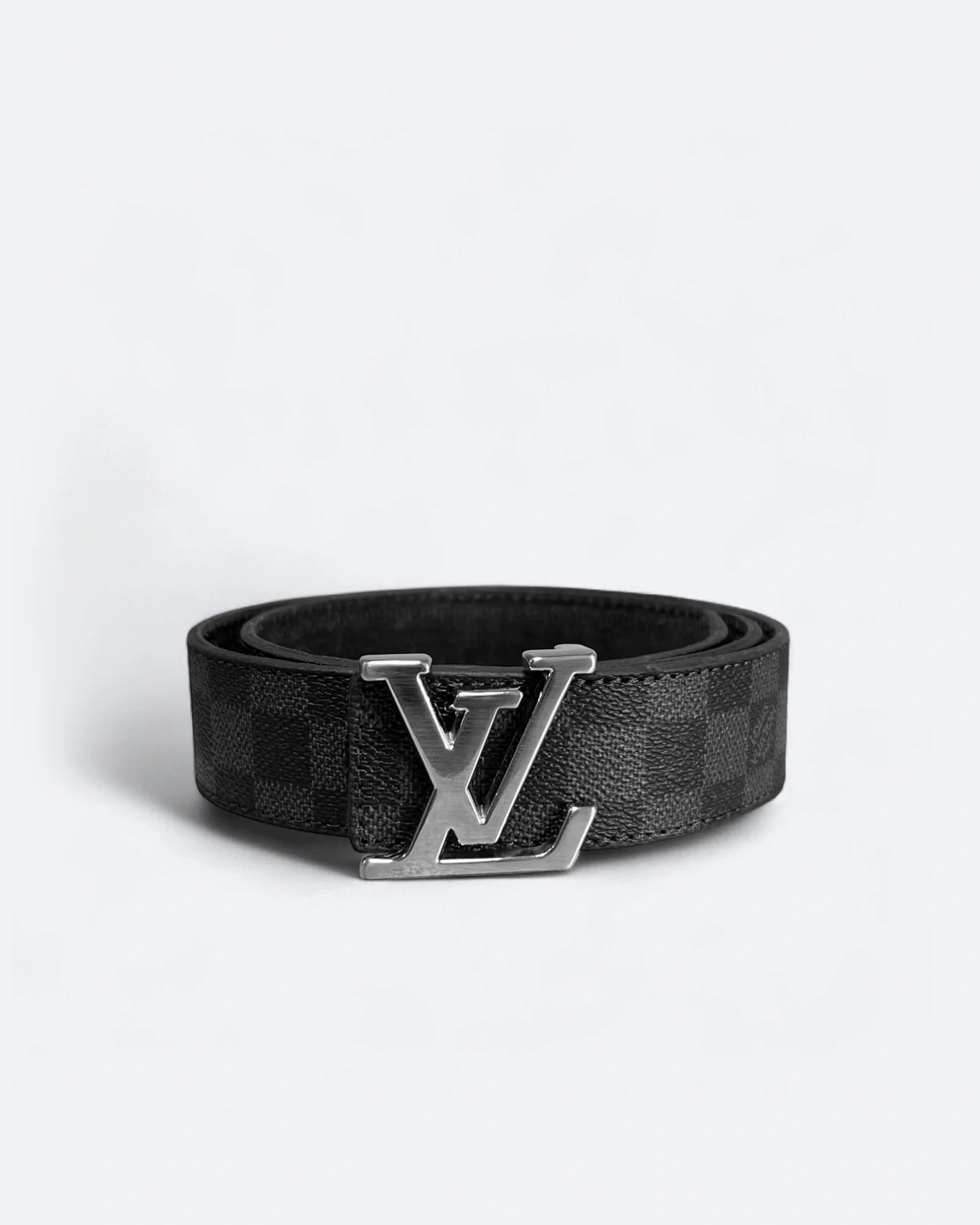 Louis Vuitton - Damier Black Pattern Belt - Silver