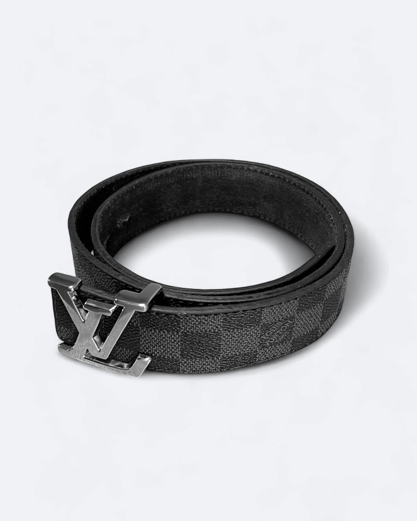 Louis Vuitton - Damier Black Pattern Belt - Silver