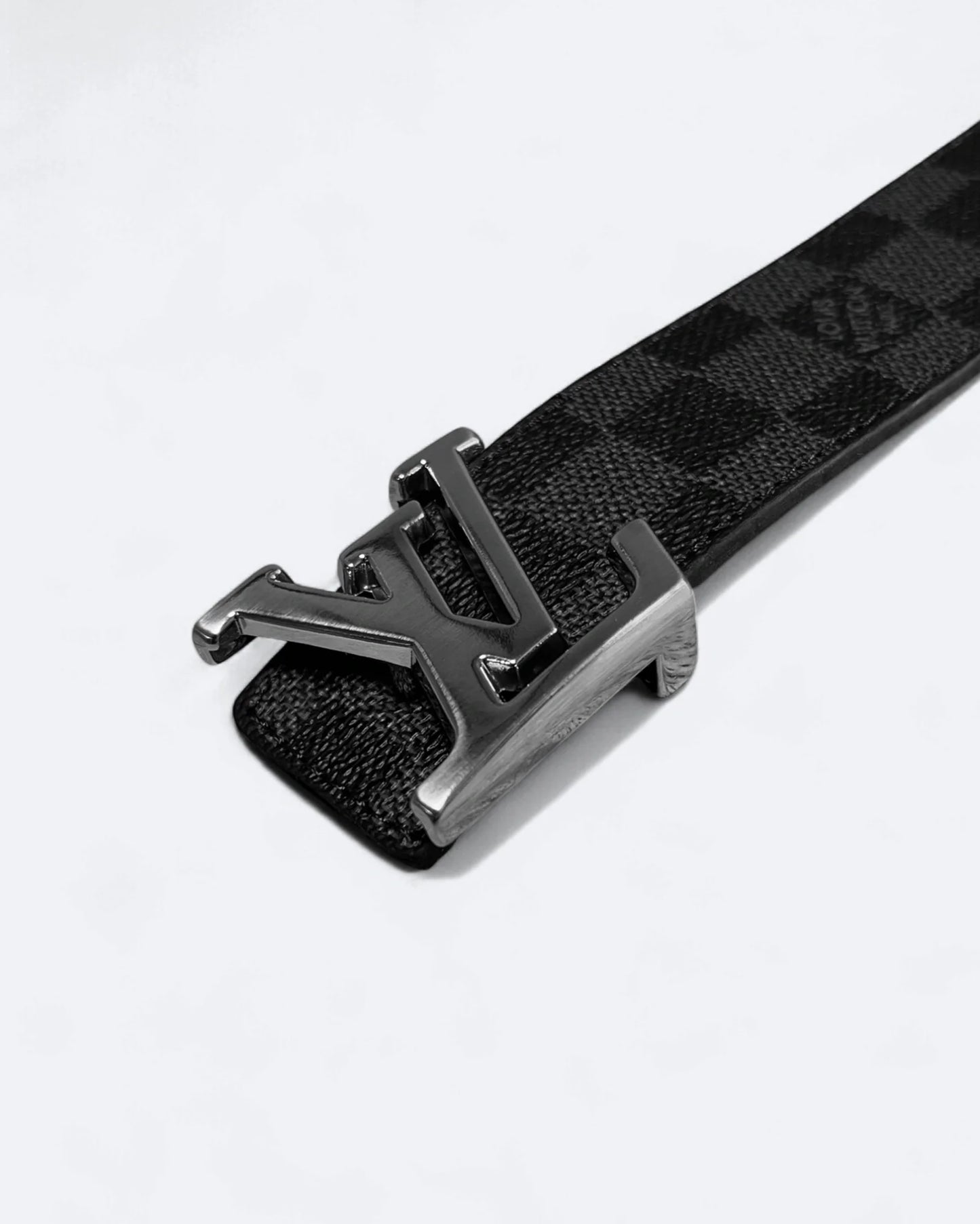 Louis Vuitton - Damier Black Pattern Belt - Silver