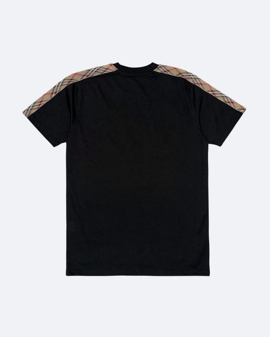 Burberry - Check Stripe Sleeve T-Shirt - Black