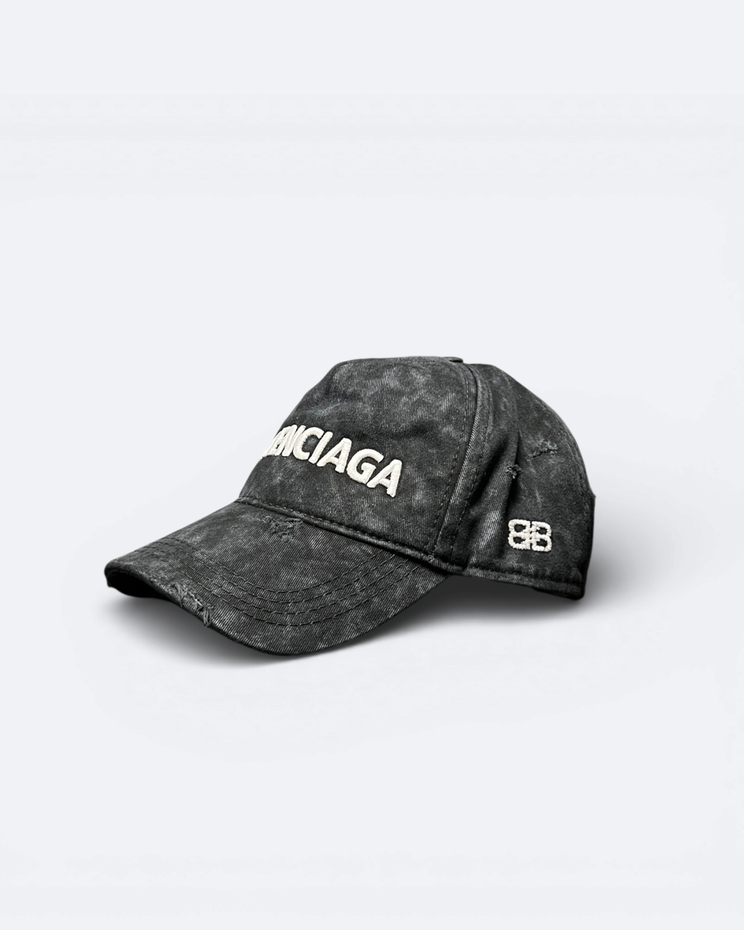 Balenciaga - Distressed Logotype Cap - Black/White