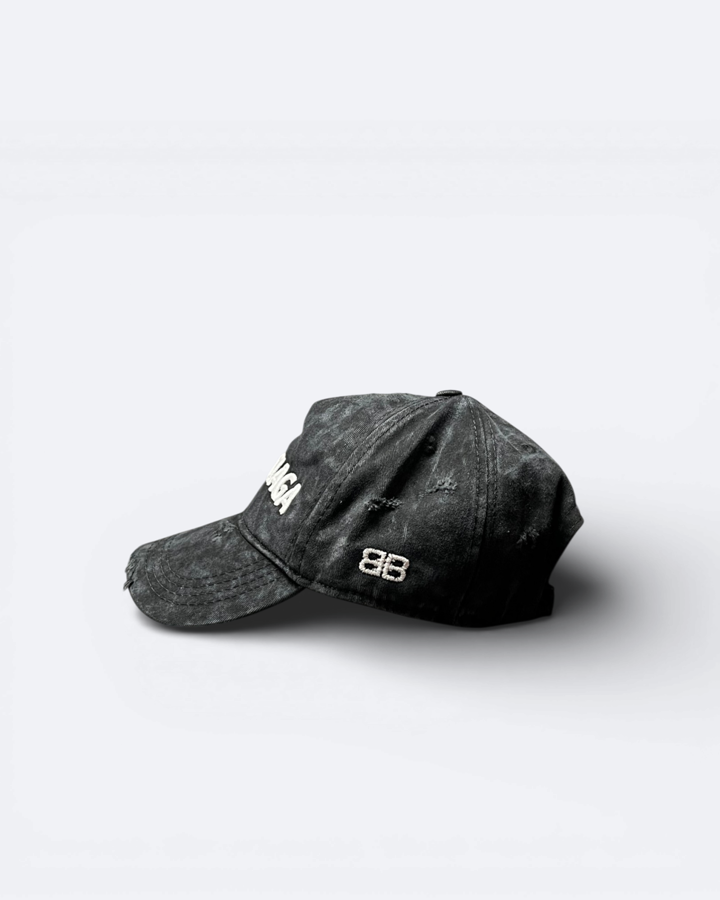 Balenciaga - Distressed Logotype Cap - Black/White