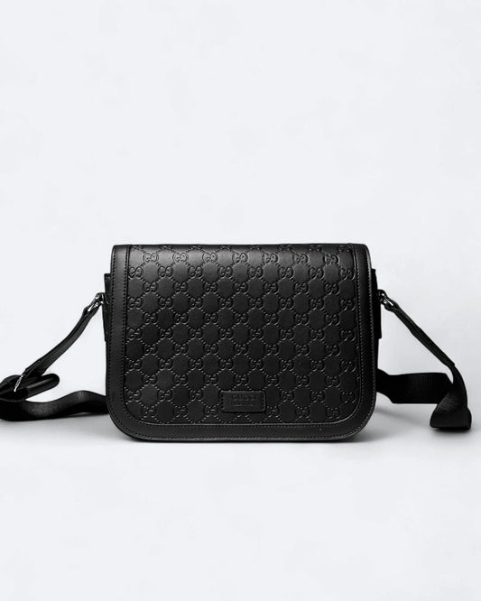 GC - GG Embossed Messenger Bag - Black