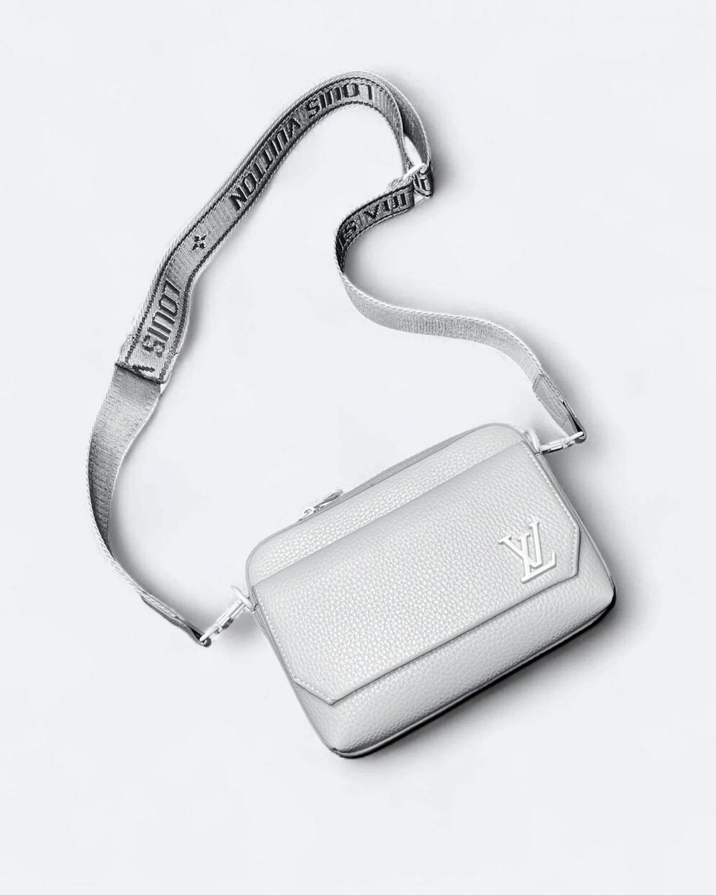 LVTN - Leather Mini Messenger Bag - Light Gray