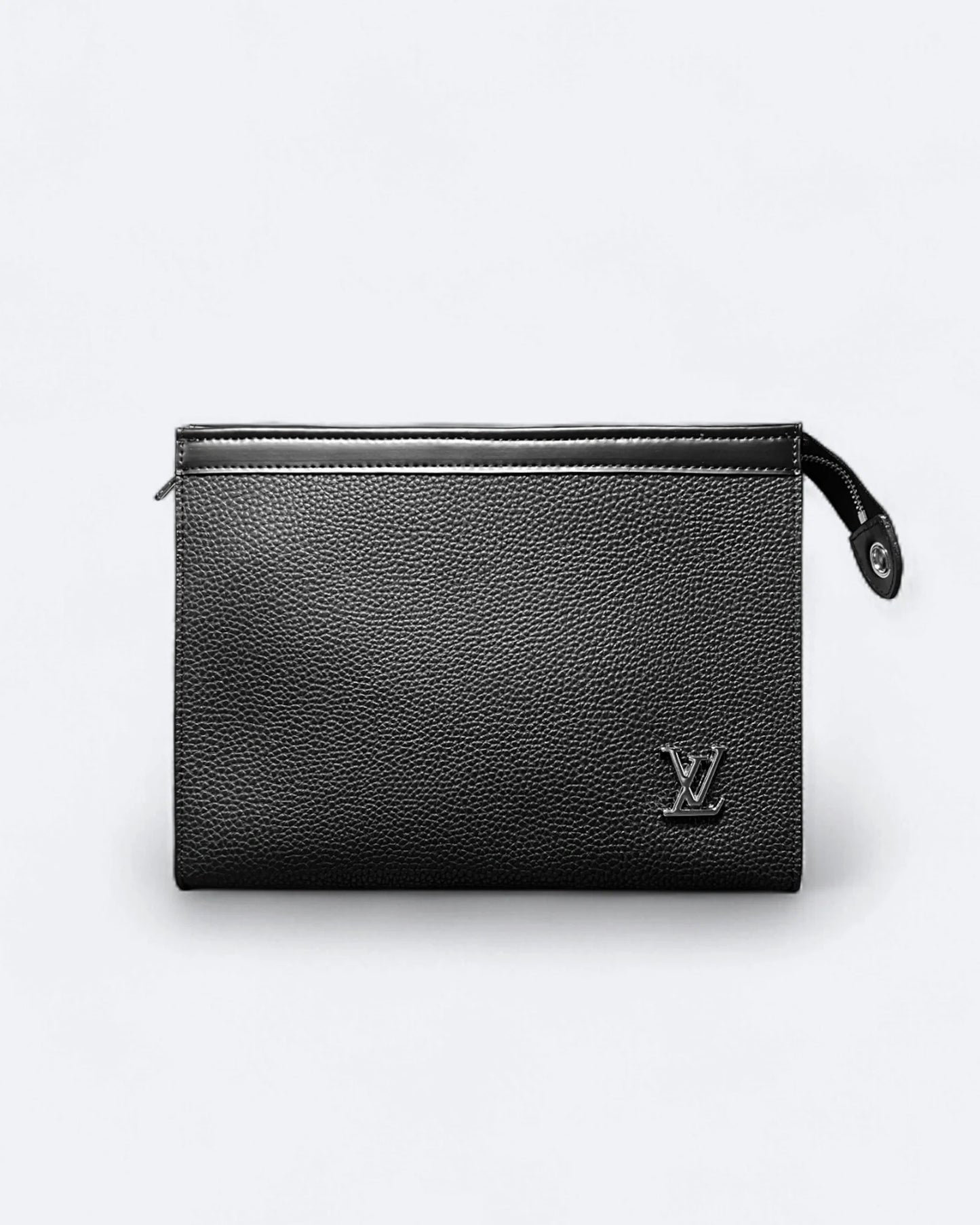 LVTN - Silver Monogram Leather Clutch - Black