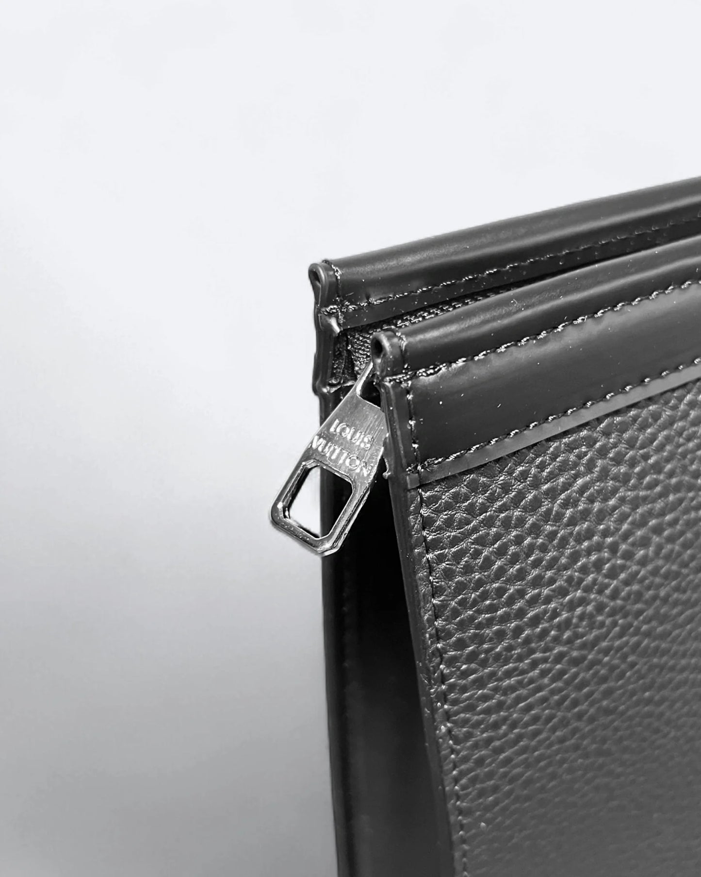 LVTN - Silver Monogram Leather Clutch - Black