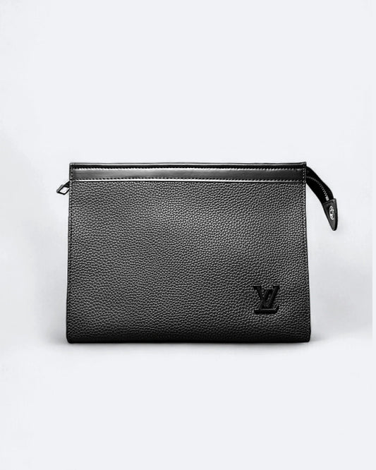 LVTN - Black Monogram Leather Clutch - Black