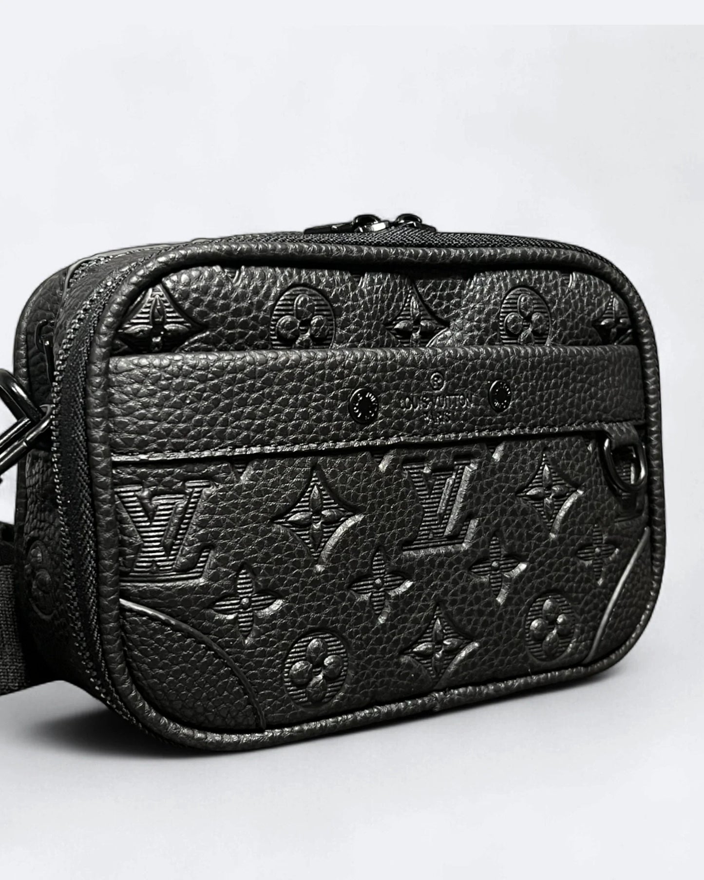 LVTN - Alpha Leather Embossed Crossbody Bag - Black