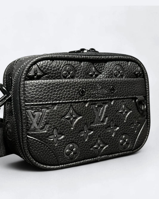 LVTN - Alpha Leather Embossed Crossbody Bag - Black