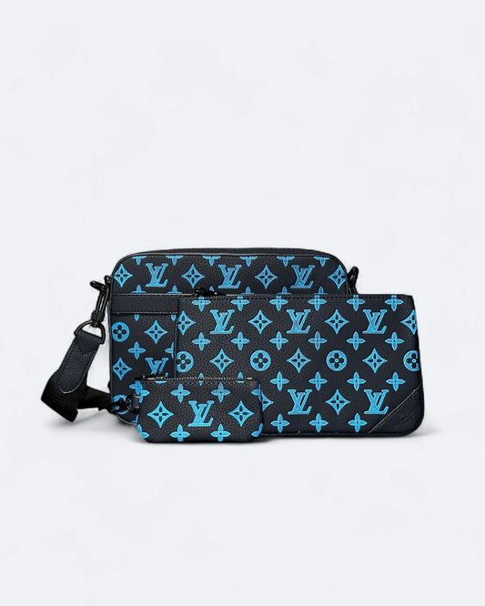 LVTN - Monogram Pattern Trio Set Bags - Dark Blue/Blue
