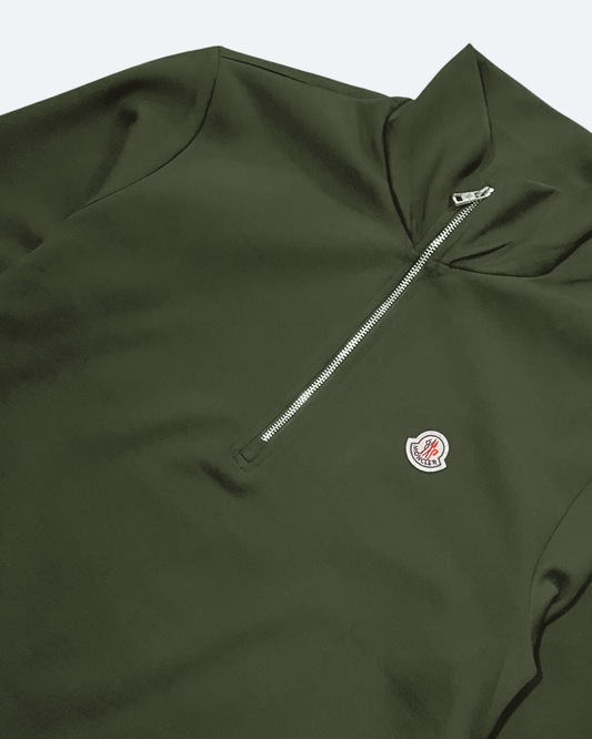 Moncler - Logo Half-Zip Sweatshirt - Olive Green