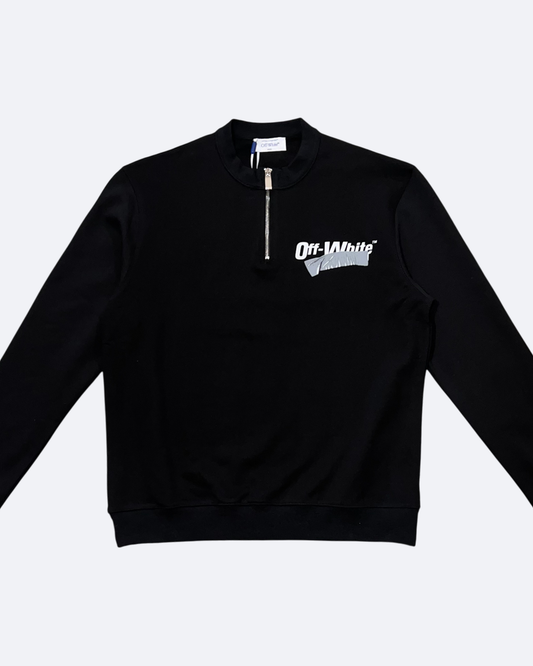 Off-White - Silver Tape Graphic Half-Zip Sweatshirt - Black