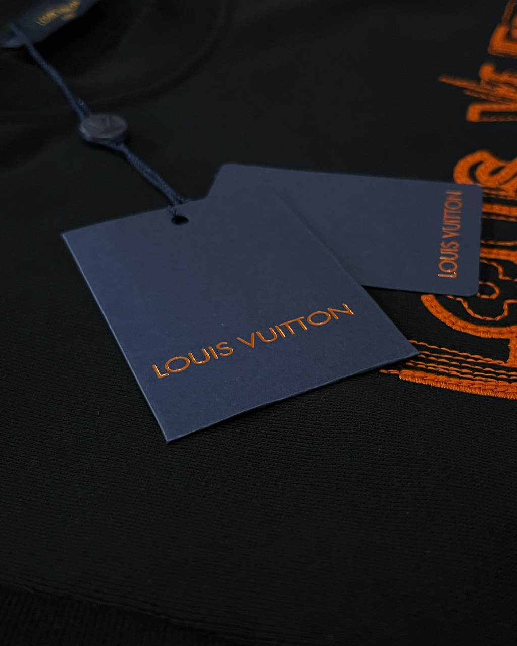 LVTN - Orange Logotype Embroidery Sweatshirt - Black