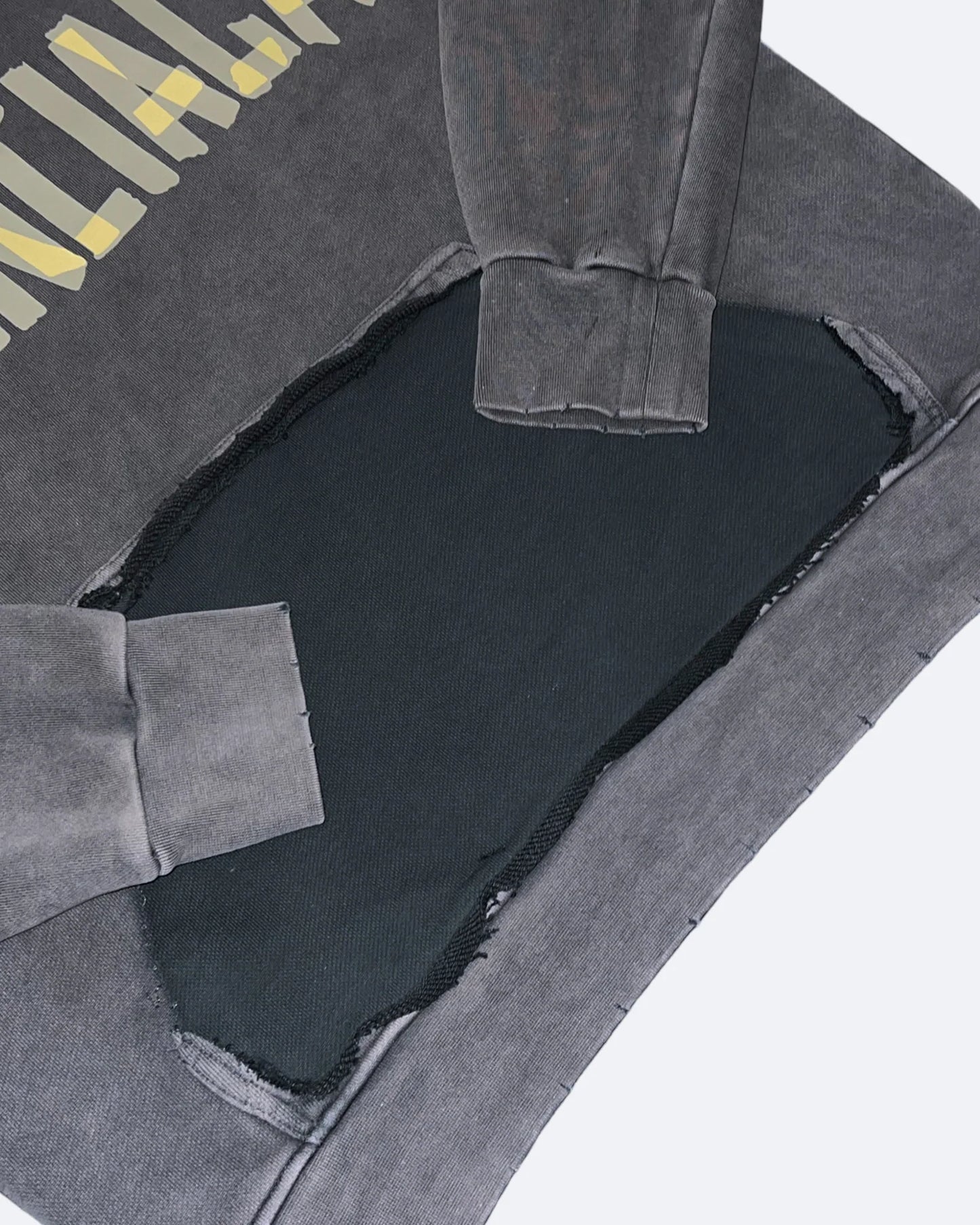 Balenciaga - Yellow Tape Distressed Hoodie - Washed Gray