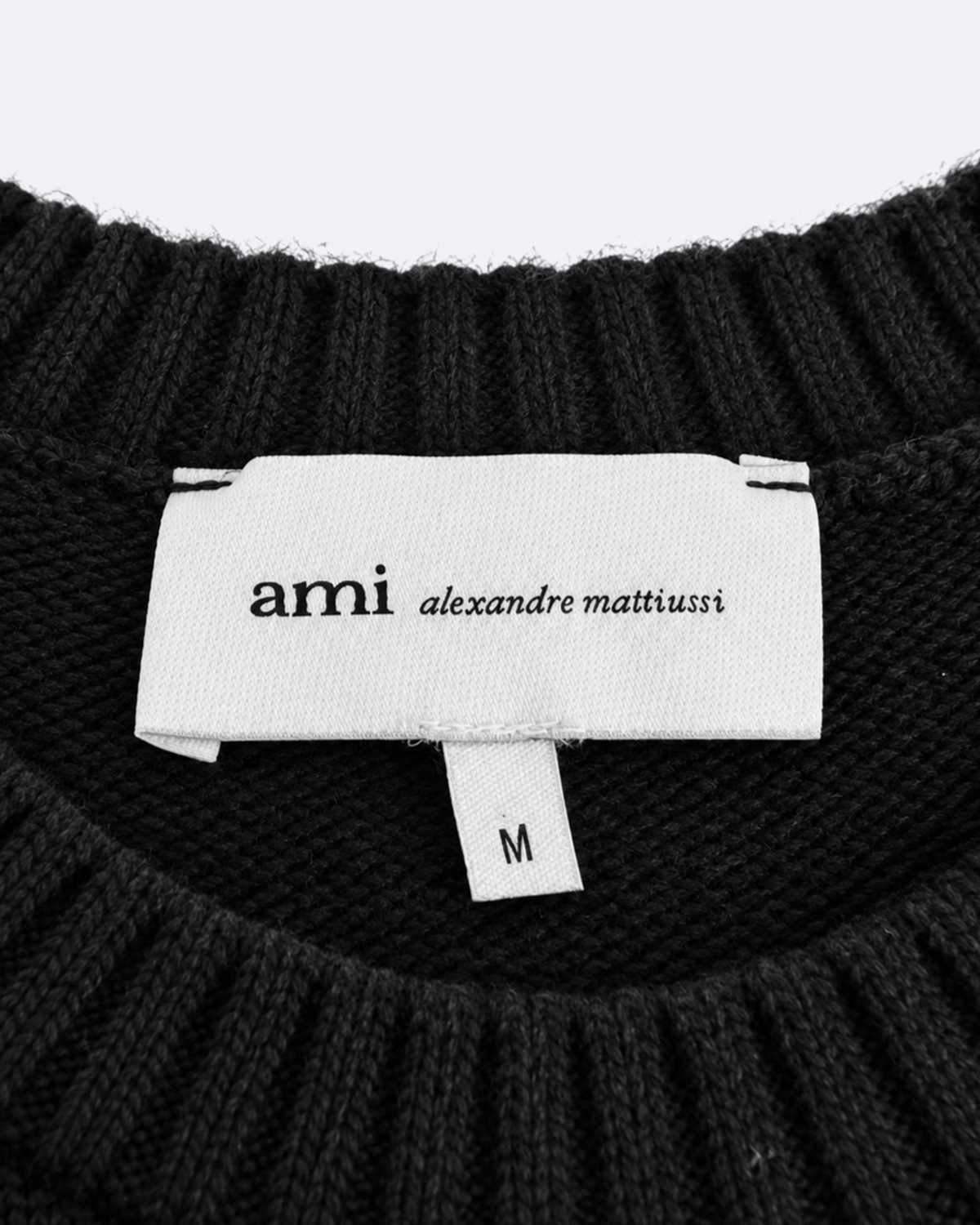 AMI - Heart Logo Knit Sweater - Black