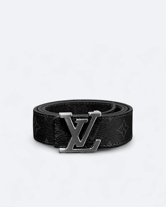 LVTN - LV Black Pattern Belt - Silver
