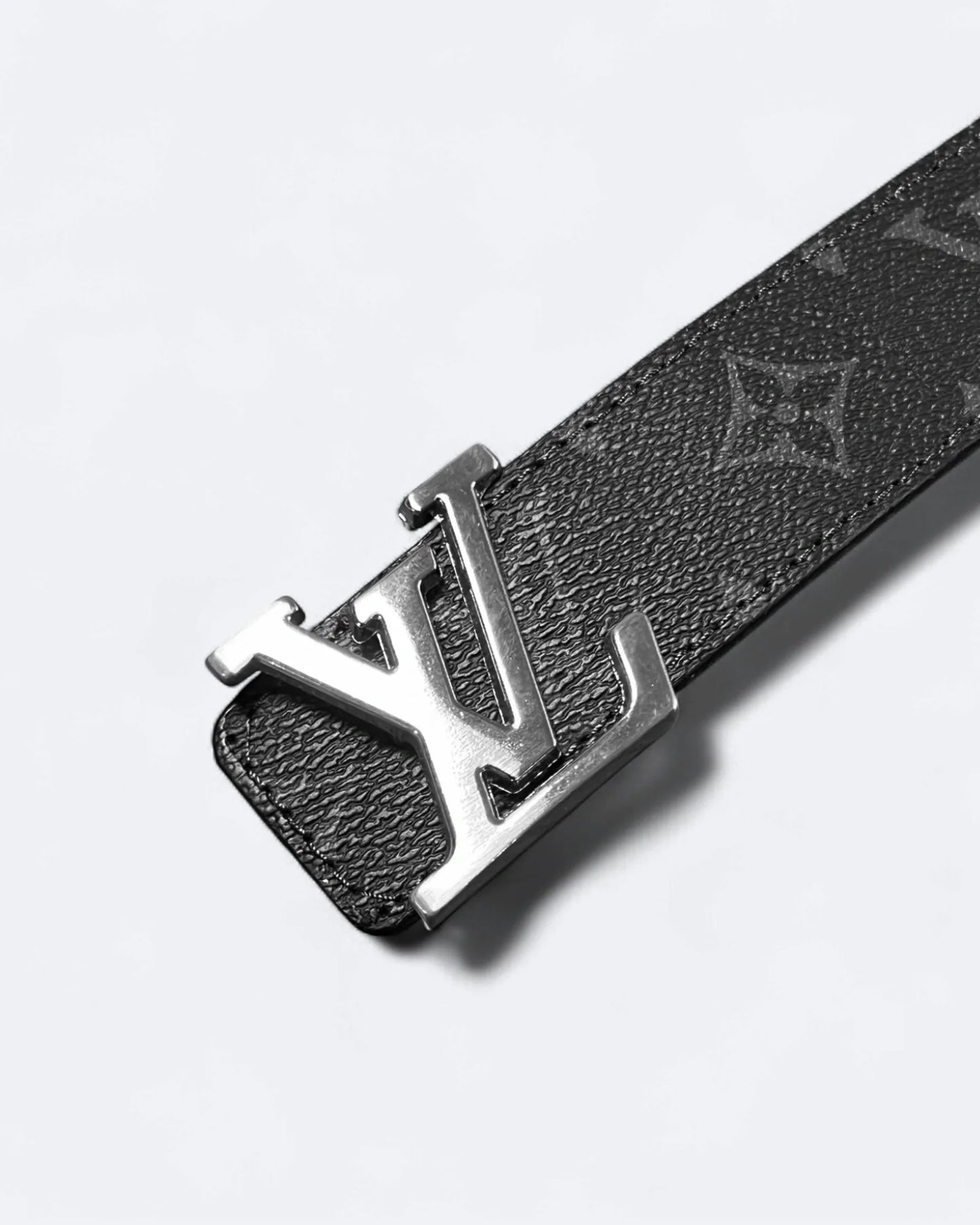 LVTN - LV Black Pattern Belt - Silver